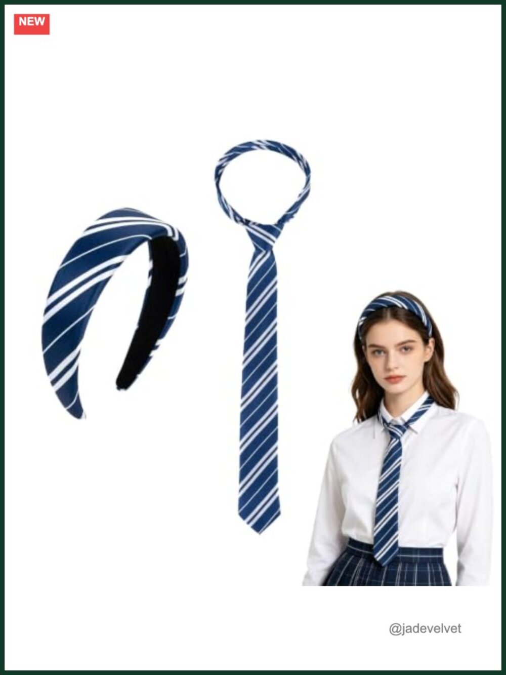 Satin Striped Headband and Tie Set Cosplay Costume Accessories